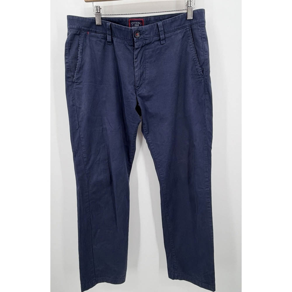 Untuckit Pants Mens‎ 33x31 Navy Blue 5 Pocket Chino Twill Relaxed Fit